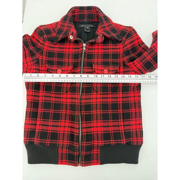 Marc Jacobs Women's Wool Zippered Jacket Buffalo Plaid Red Size XS Y2K Vintage - Picture 14 of 14